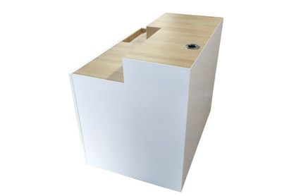 Messetheke Cateringtheke Rollbar wei� lackiert mit abschlie�baren T�ren