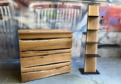 Theke Rustikal aus Eiche mit Totwurml�chern und Astl�chern