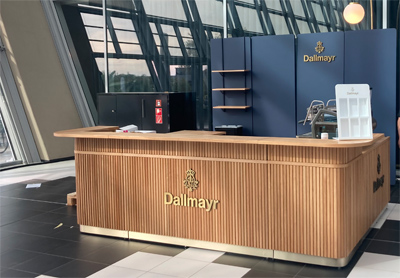 Aluminium Klapptheke Empfamgstheke Modultheke Eiche furniert Streifen