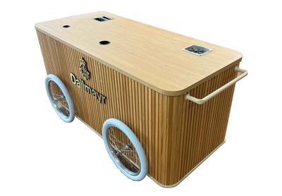 Aluminium Klapptheke Empfamgstheke Modultheke Eiche furniert Streifen